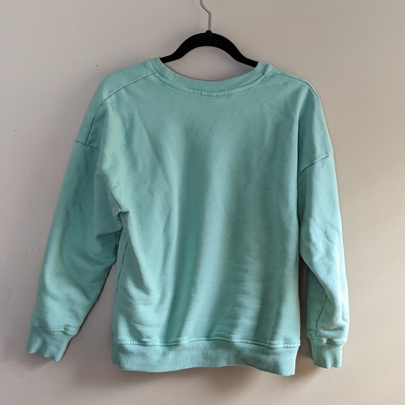 Clammy Heart Flower Embroidery Sweatshirt in Mint Green - Picture 5 of 8